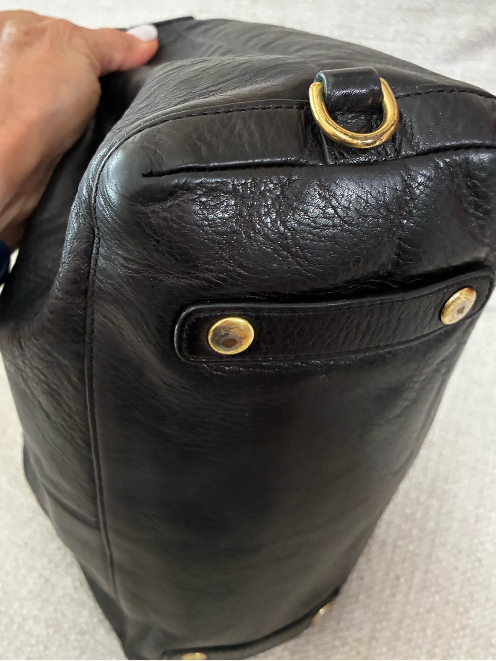 Coach EUC Madison Sabrina Black Leather Shoulder Satchel with Gold Hardware - Picture 7 of 16